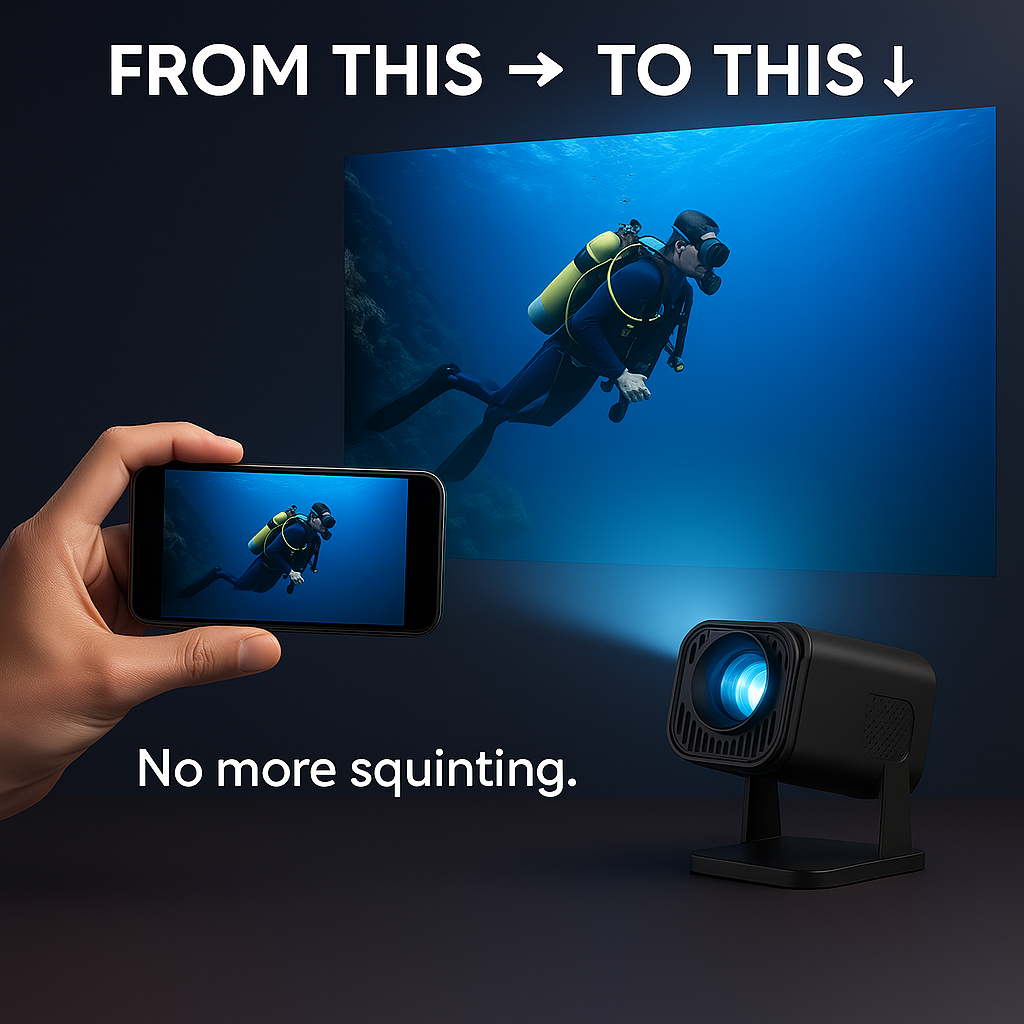 Draagbare mini projector met draadloze schermspiegeling