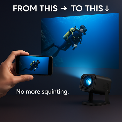 Draagbare mini projector met draadloze schermspiegeling