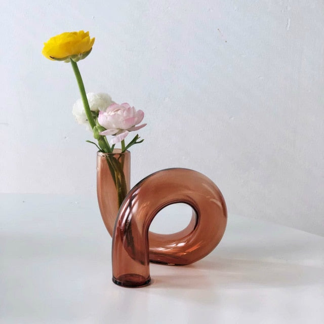 Glazen vaas met lusdesign van borosilicaatglas