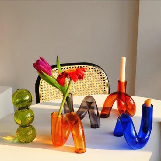 Glazen vaas met lusdesign van borosilicaatglas