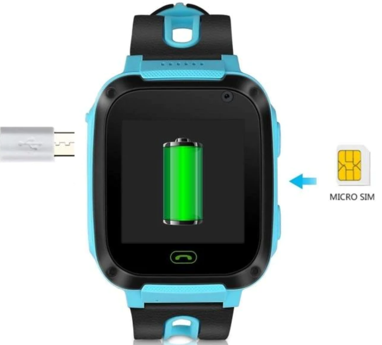 Kinder GPS Smartwatch met locatie tracker en belfunctie - Blauw