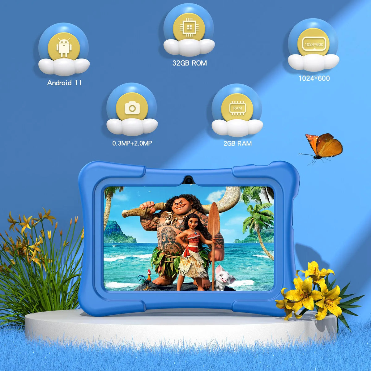 Kindertablet 7 inch met schokbestendige hoes