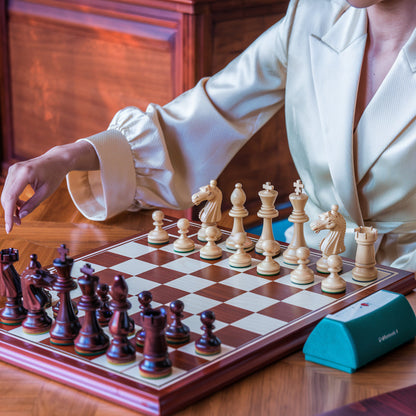 Houten schaakset met opklapbaar toernooibord