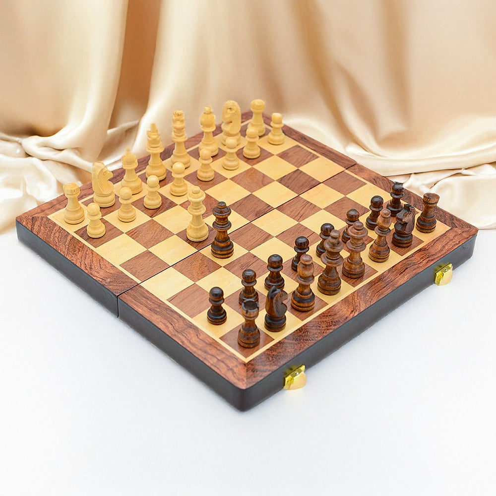 Houten schaakset met opklapbaar toernooibord