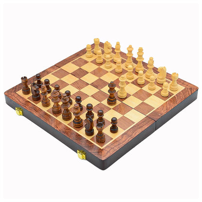Houten schaakset met opklapbaar toernooibord