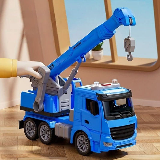 Speelgoed kraanwagen met beweegbare kraanarm en lichtgeluid