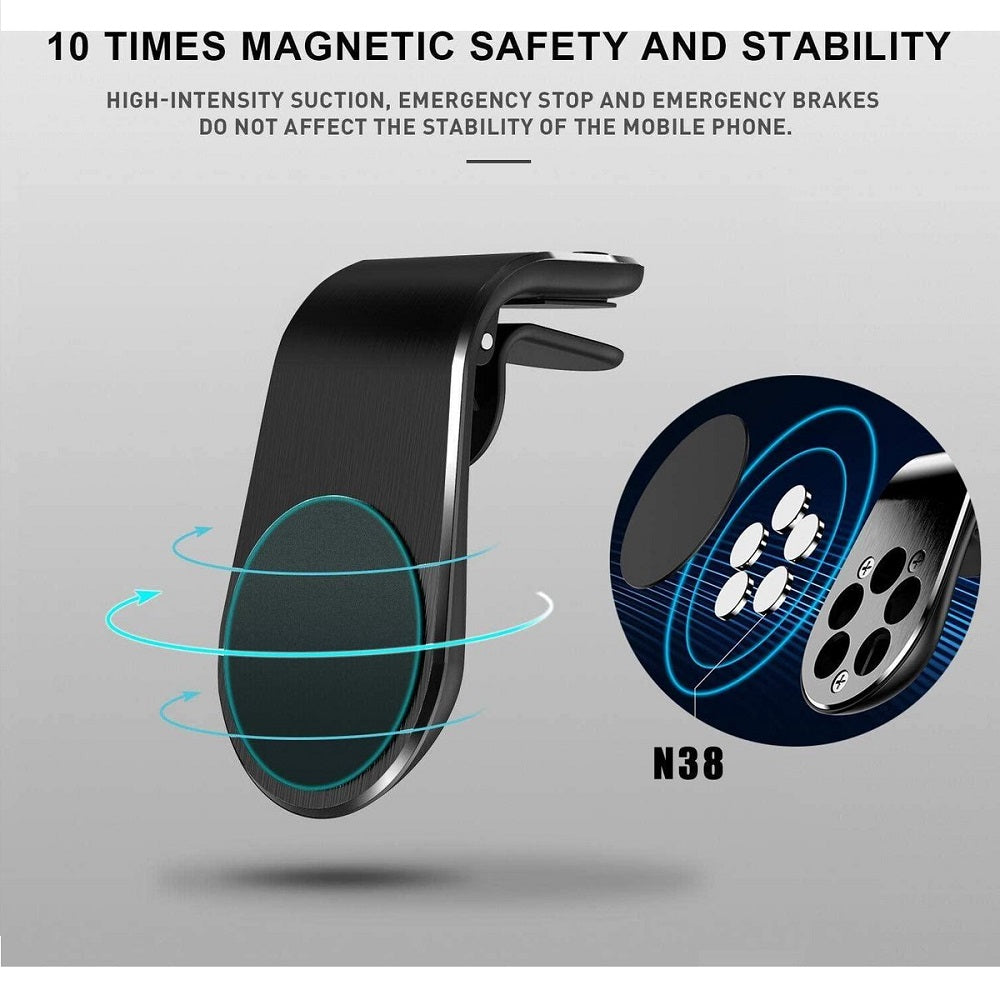 Magnetische autohouder voor ventilatierooster met metalen stickerplaat