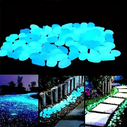 Lichtgevende tuinstenen voor tuinpad en border