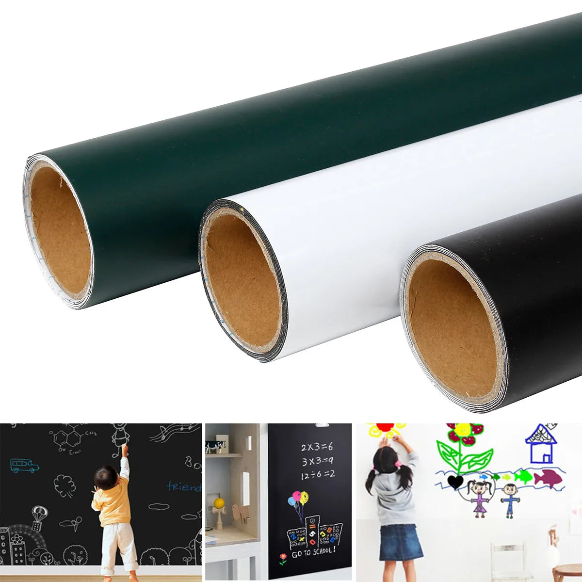 Zelfklevend magnetisch krijtbord van 45x100 cm voor kinderen