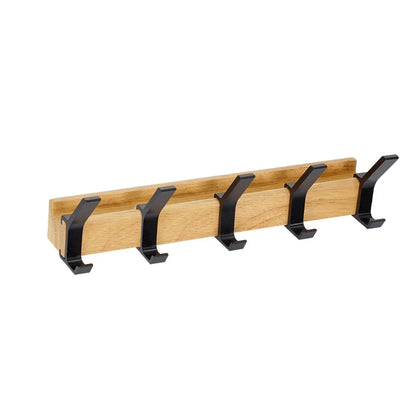 Houten wandkapstok van 40 cm met verplaatsbare haken