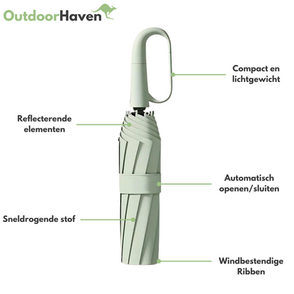 Windbestendige automatische paraplu met reflecterende details