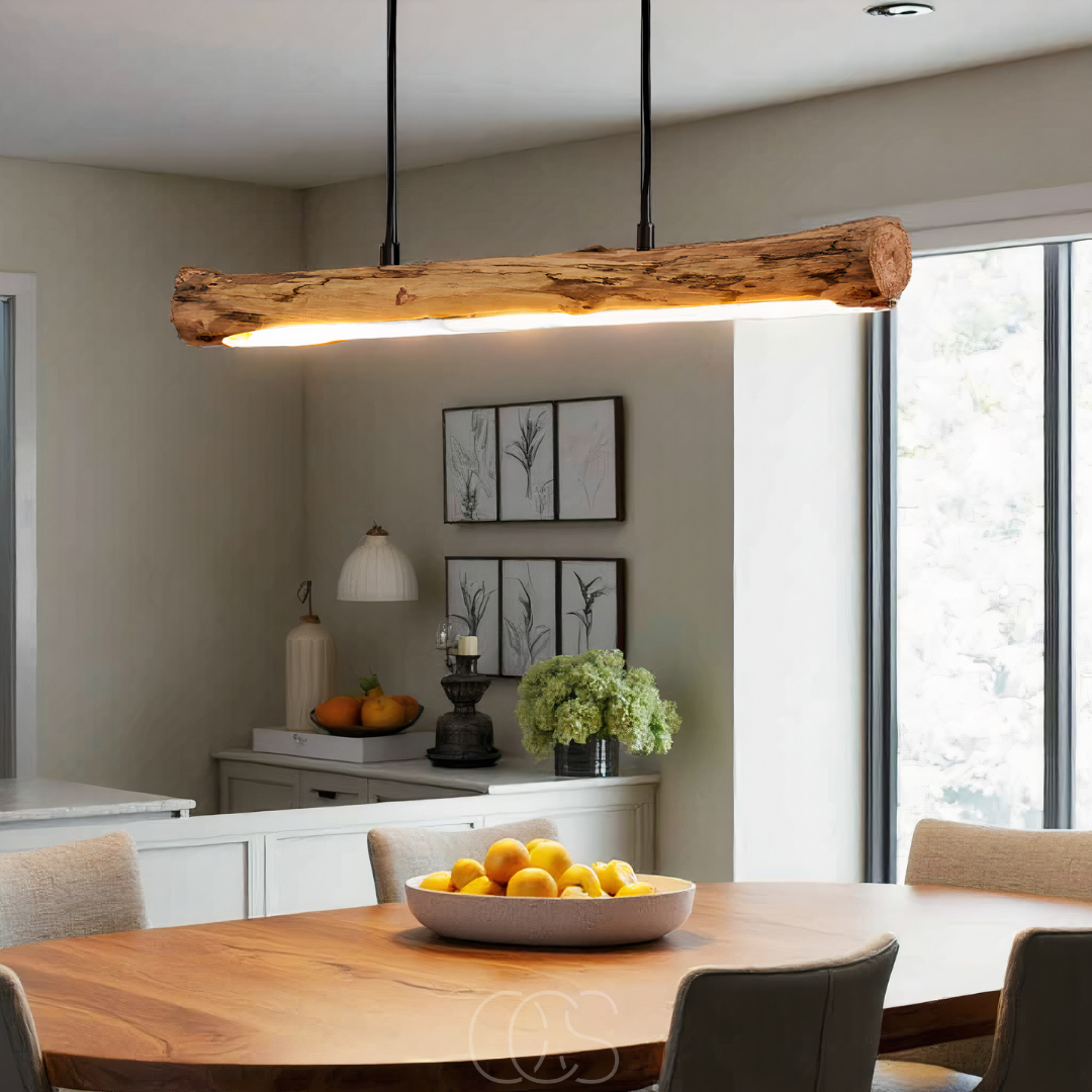 Houten hanglamp met dimbare led-verlichting
