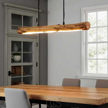 Houten hanglamp met dimbare led-verlichting