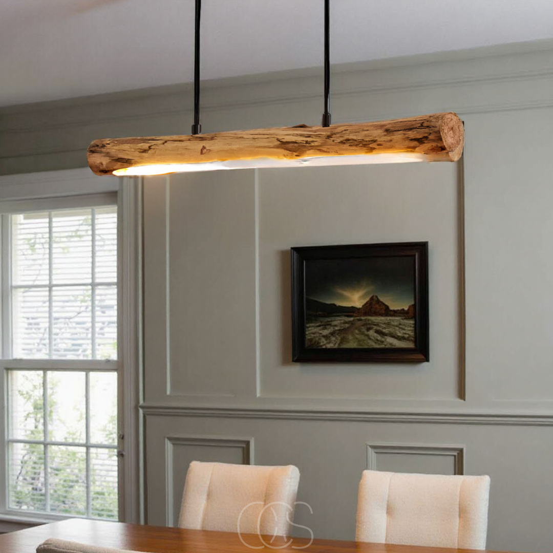 Houten hanglamp met dimbare led-verlichting