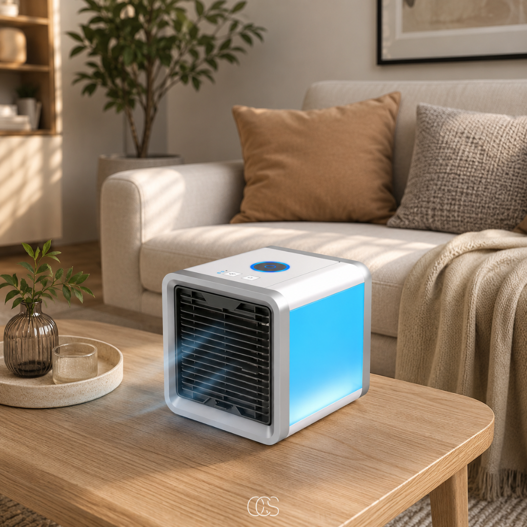 Draagbare mini aircooler met ledverlichting en 3 standen