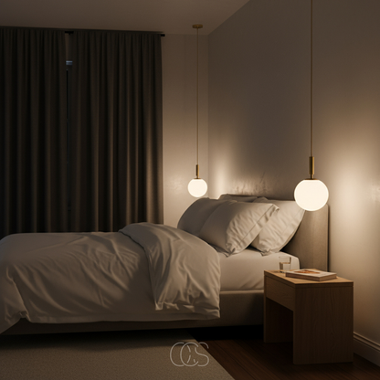 Gouden hanglamp met opaalglas en G9 fitting