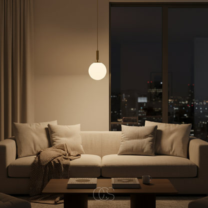 Gouden hanglamp met opaalglas en G9 fitting