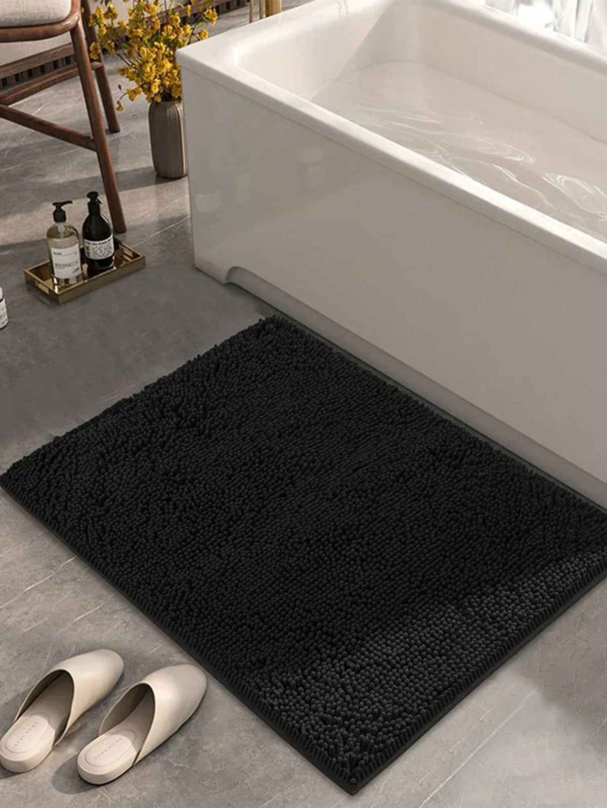 Zachte chenille badmat met antislip onderzijde