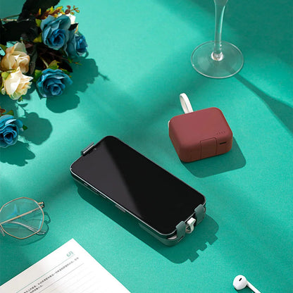 Compacte powerbank van 4000 mAh met ingebouwde kabels