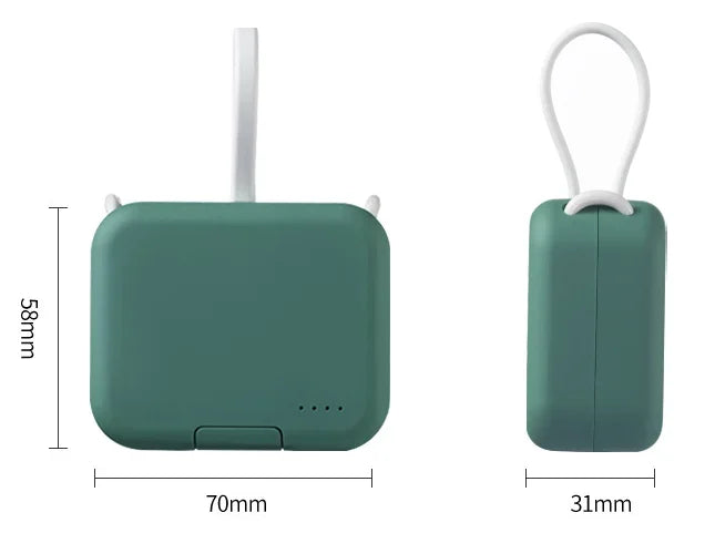 Compacte powerbank van 4000 mAh met ingebouwde kabels
