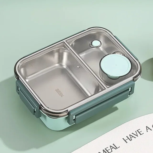 Geïsoleerde RVS lunchbox met compartimenten en lekvrij deksel
