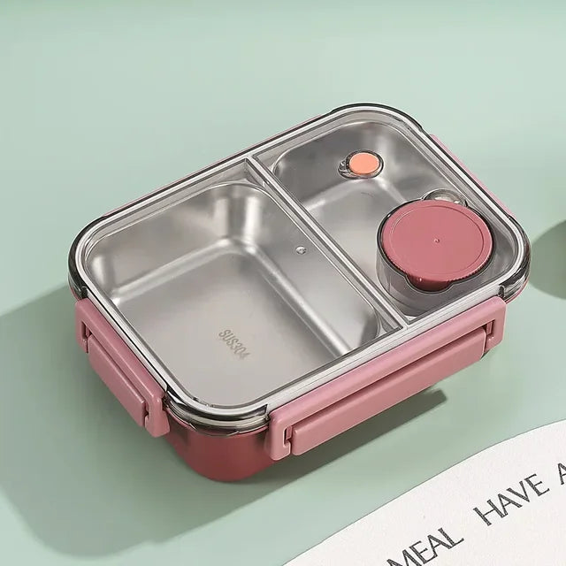 Geïsoleerde RVS lunchbox met compartimenten en lekvrij deksel