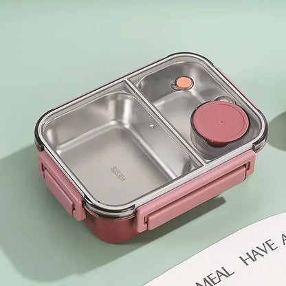 Geïsoleerde RVS lunchbox met compartimenten en lekvrij deksel