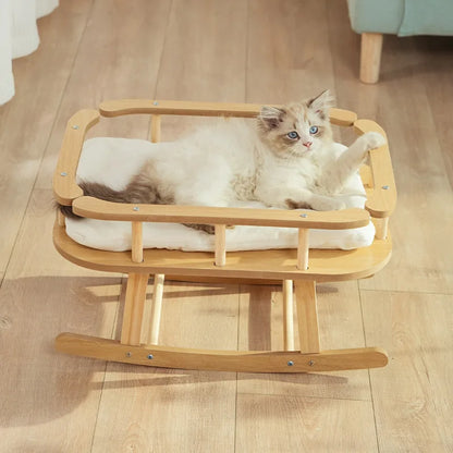Houten kattenhangmat met ademende stof