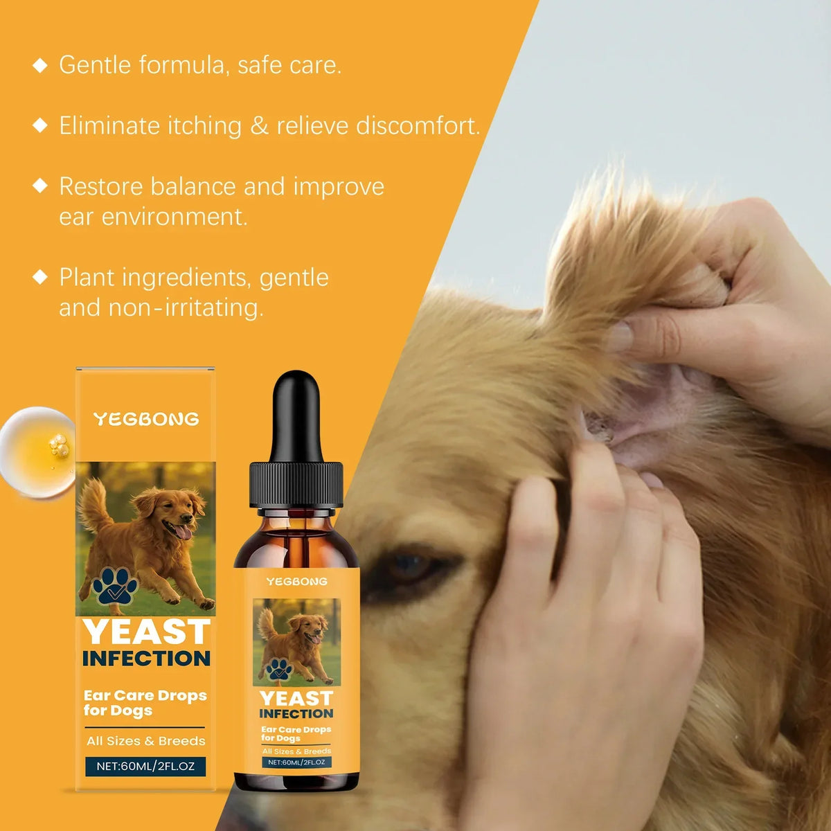 Oordruppels voor honden van 60 ml met handige doseerdruppelaar