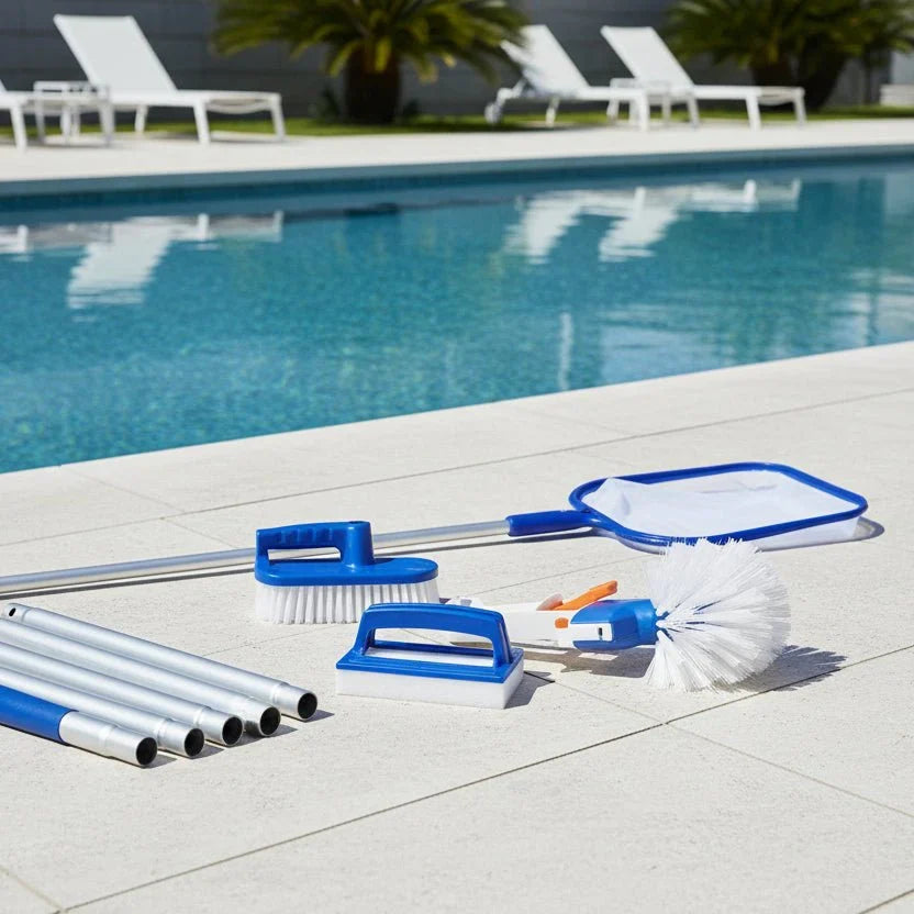 Complete zwembad reinigingsset met aluminium steel