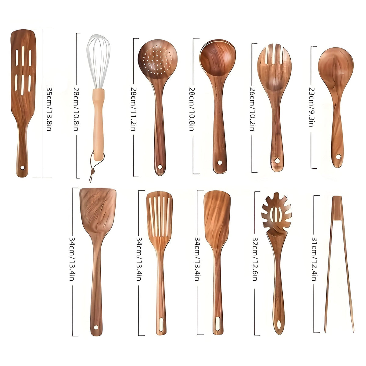 Houten keukengerei set van 11 stuks voor kookgerei
