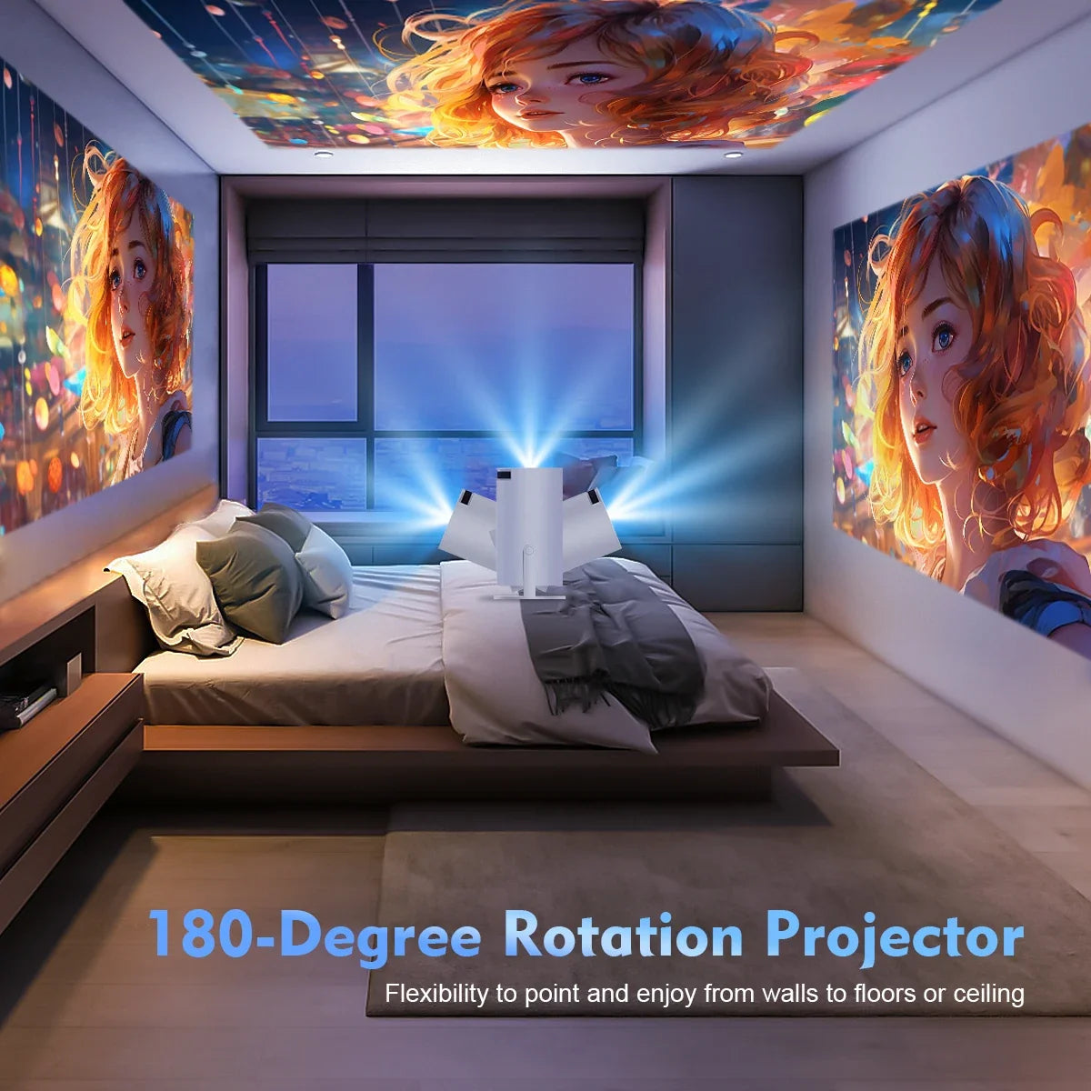 Draagbare mini projector met WiFi 6 en bluetooth