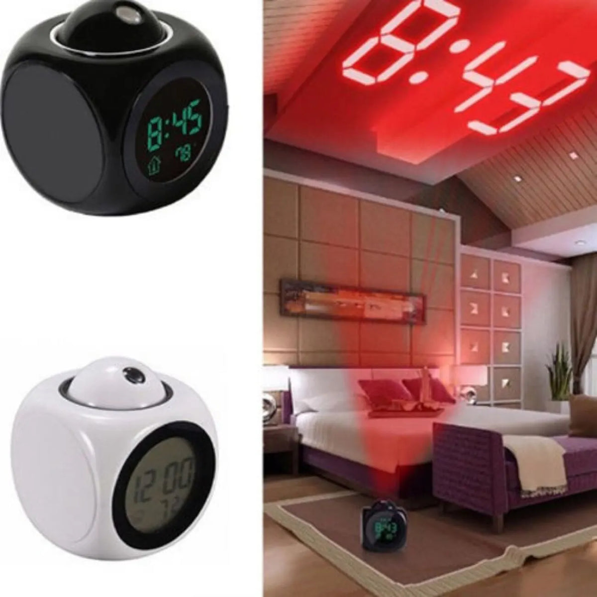 Digitale projectiewekker met led display en dubbel alarm
