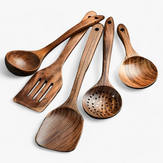 Houten keukengerei set van 11 stuks voor kookgerei