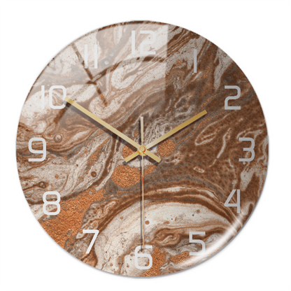 StoneAura Stille Marmerlook Wandklok van Acryl