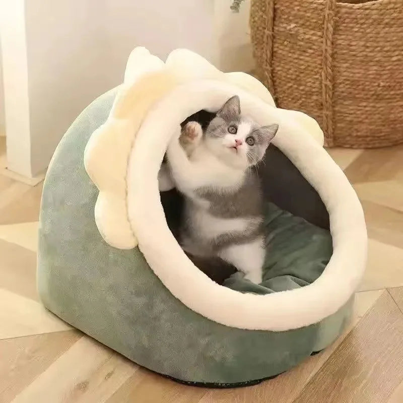 Warm kattenhuis met uitneembaar kussen voor huisdieren