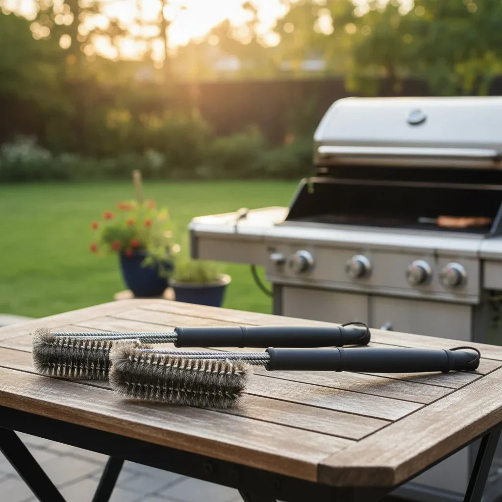 Rvs barbecueborstel met 360 graden borstelkop