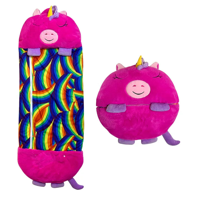 Zachte 2-in-1 kinderslaapzak met knuffeldierfunctie