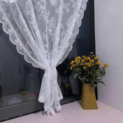 Transparant kanten vitrage gordijn met bloemenpatroon