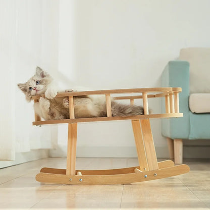 Houten kattenhangmat met ademende stof