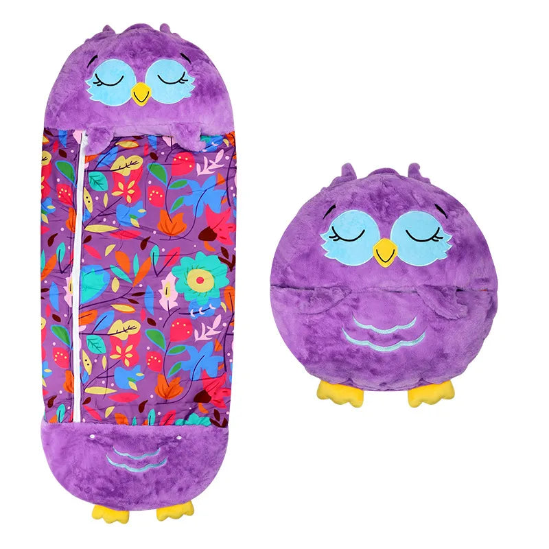 Zachte 2-in-1 kinderslaapzak met knuffeldierfunctie