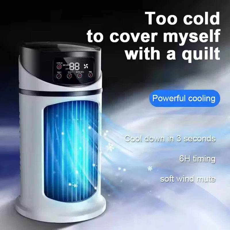 Draagbare mini aircooler met waterkoeling en timerfunctie