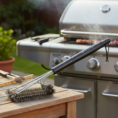 Rvs barbecueborstel met 360 graden borstelkop