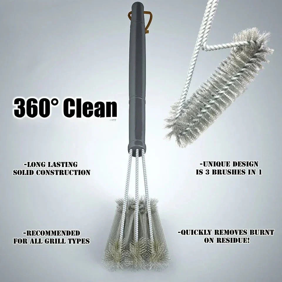 Rvs barbecueborstel met 360 graden borstelkop