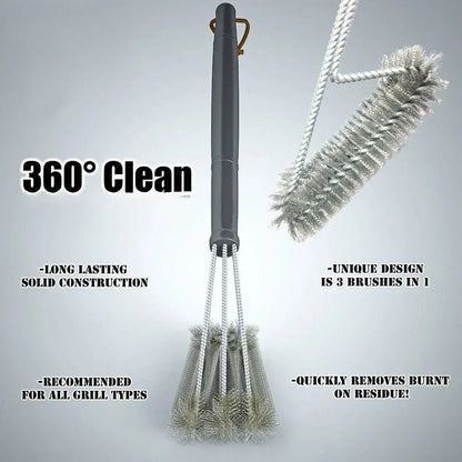 Rvs barbecueborstel met 360 graden borstelkop