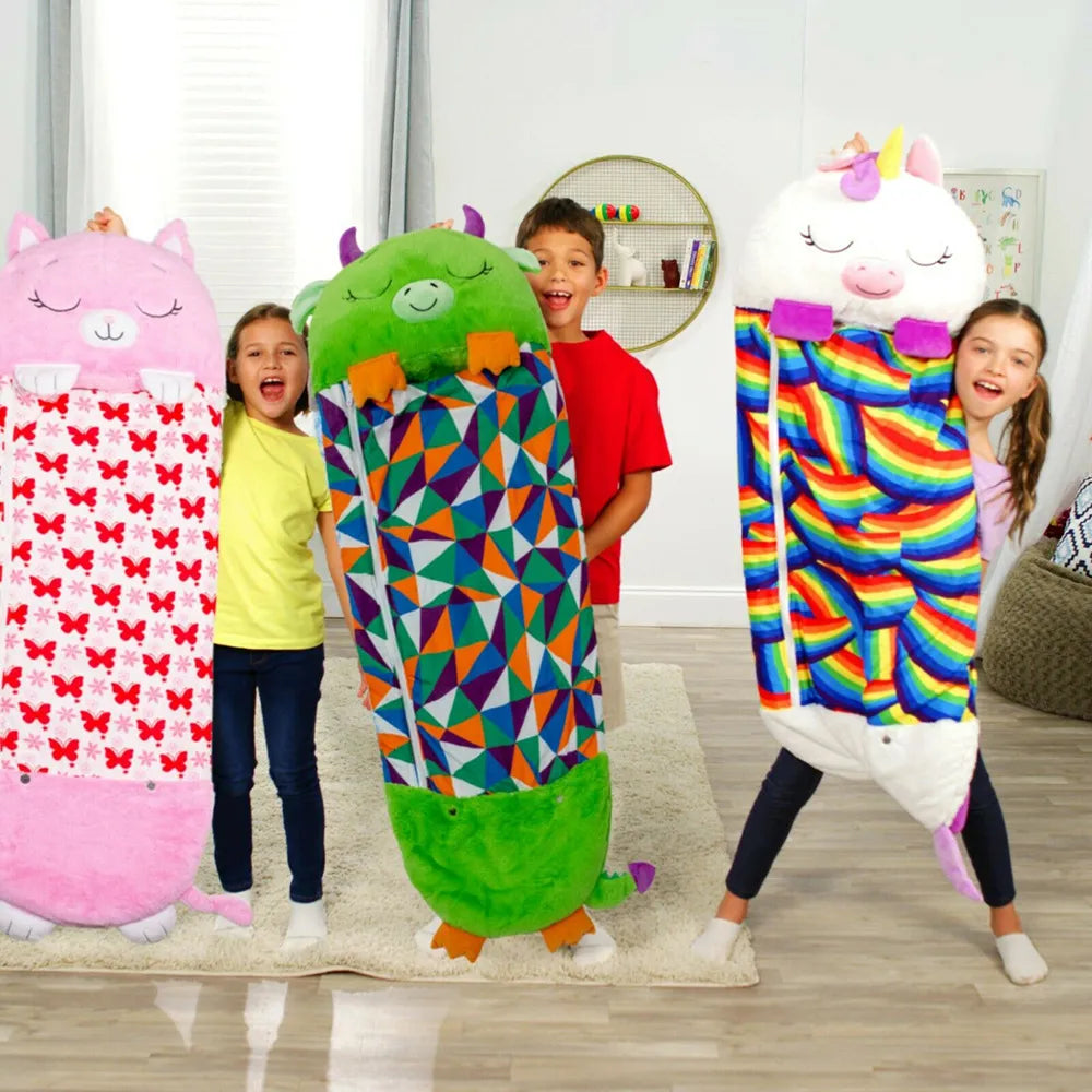 Zachte 2-in-1 kinderslaapzak met knuffeldierfunctie
