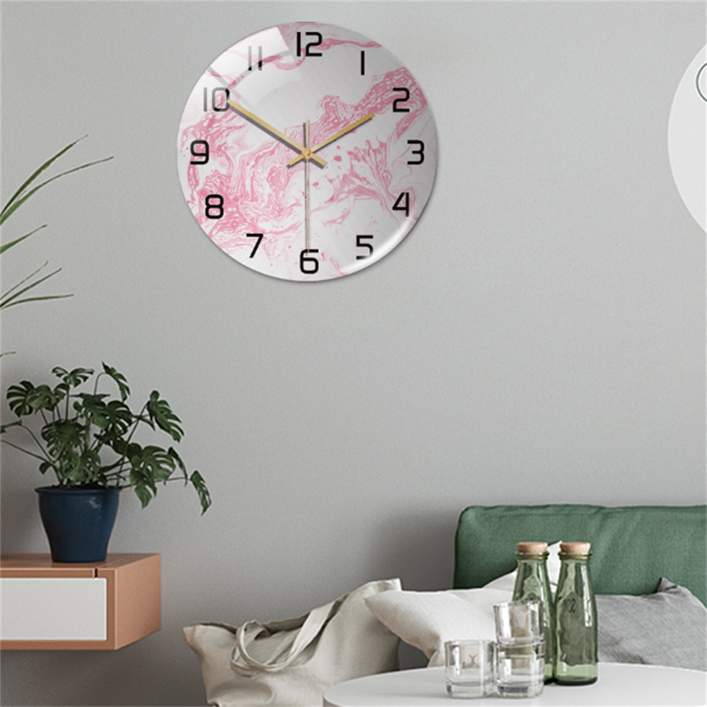 StoneAura Stille Marmerlook Wandklok van Acryl