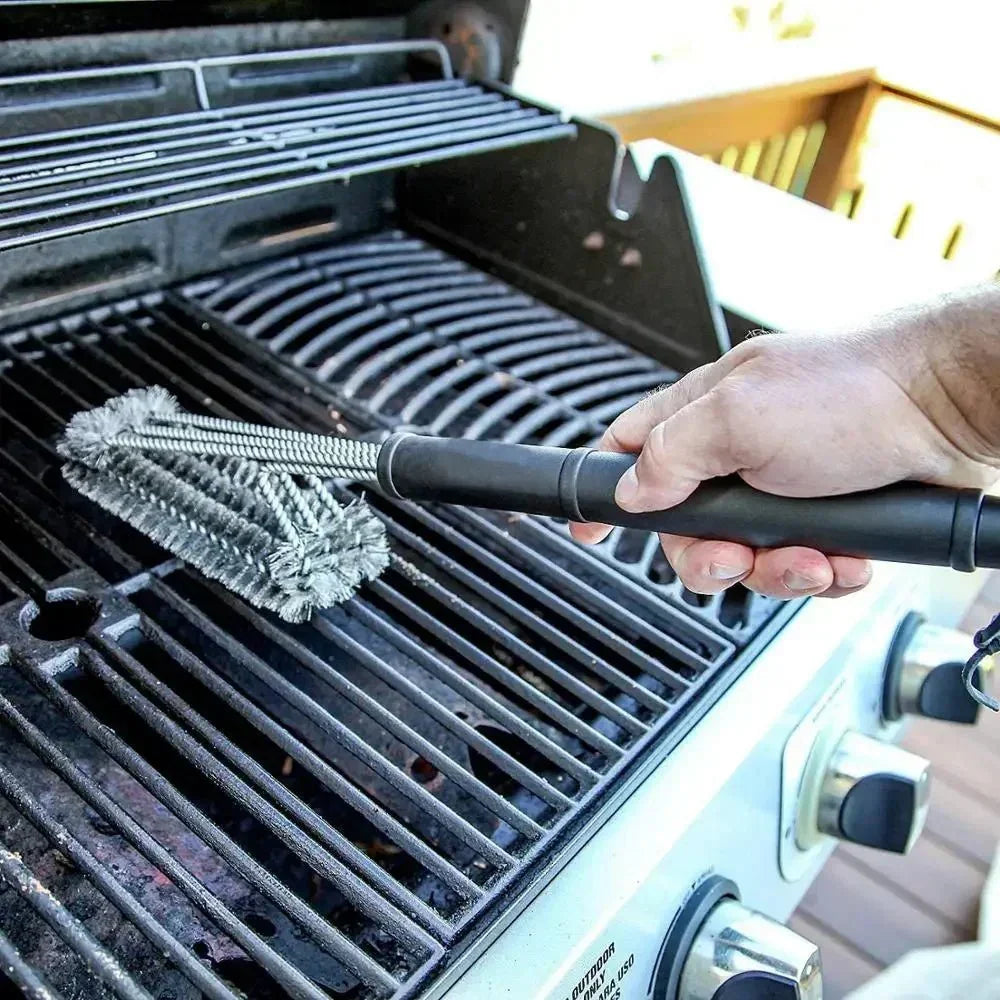 Rvs barbecueborstel met 360 graden borstelkop