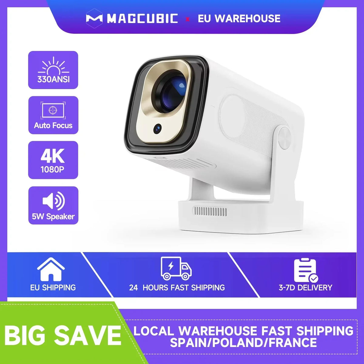 Draagbare mini projector met autofocus en wifi HY310