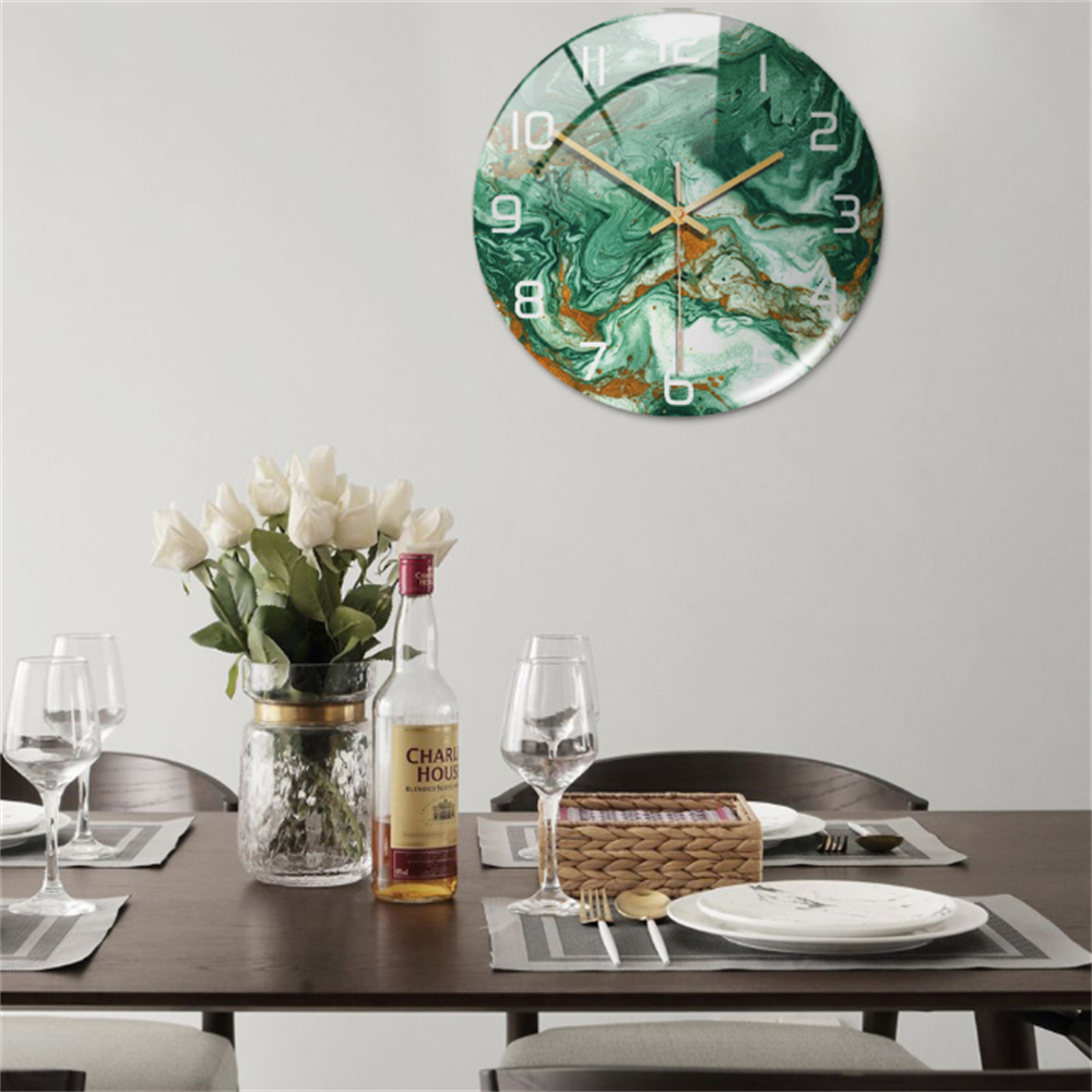 StoneAura Stille Marmerlook Wandklok van Acryl